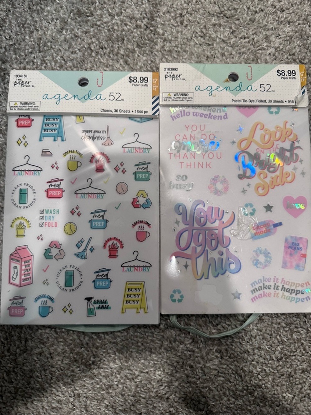 The Paper Studio Plannner Sticker Packs Set - Chores & Pastel Tie Dye